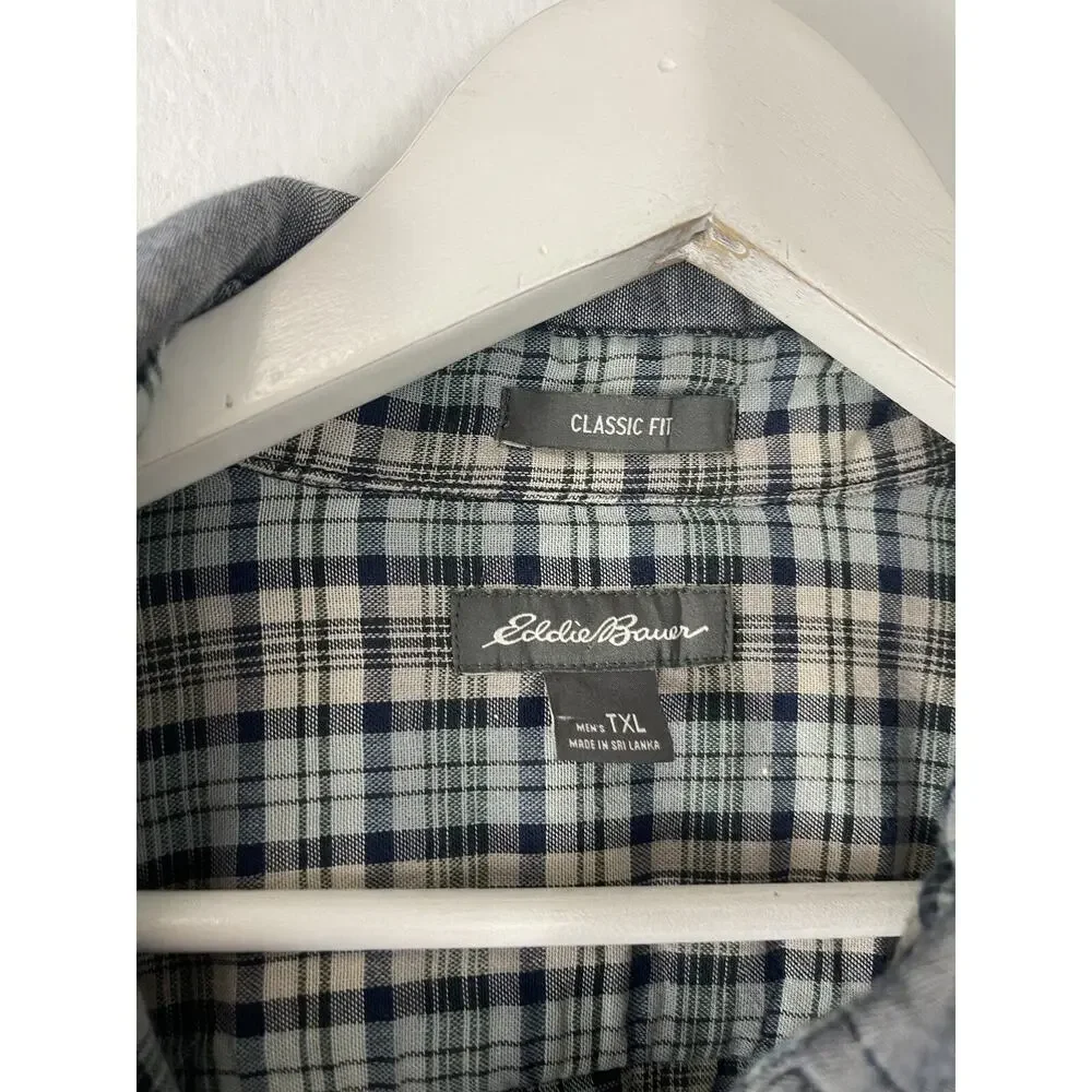 Eddie Bauer Shirt Mens XLT XL Tall Gray Button Up Long Sleeve Dress Shirt N87